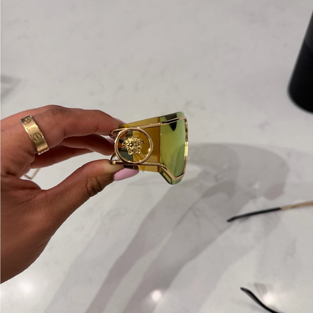 Versace Gold-Tone Statement Sunglasses - image 2